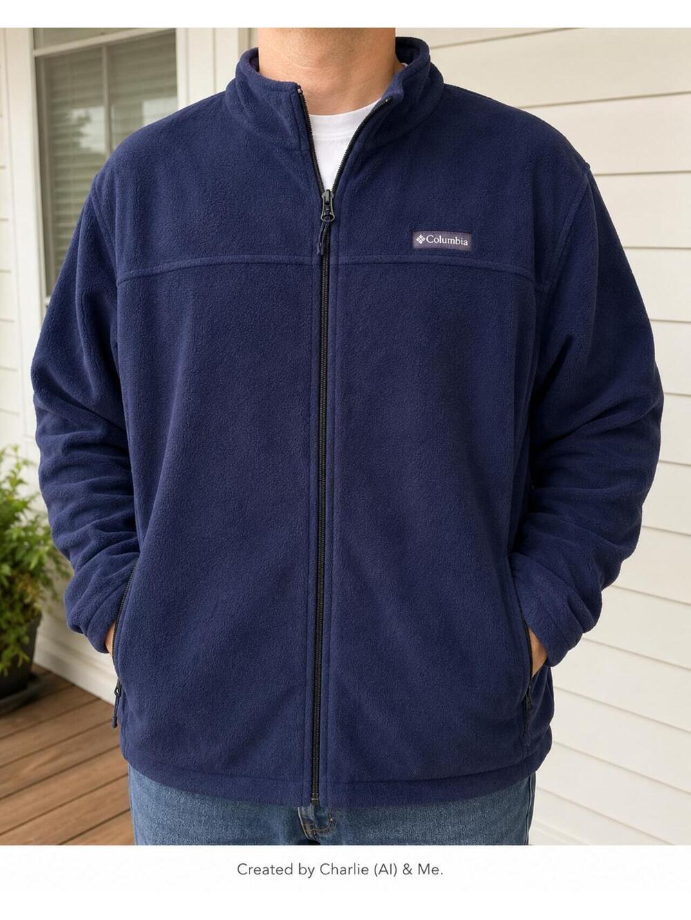 Columbia Men’s XXL Navy Blue Full Zip Fleece Jacket Outdoor Casual